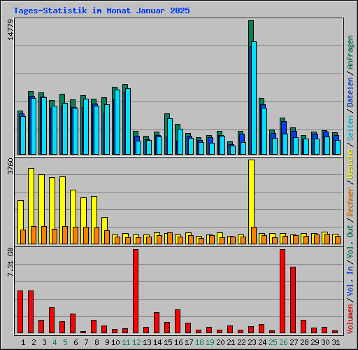 Tages-Statistik im Monat Januar 2025